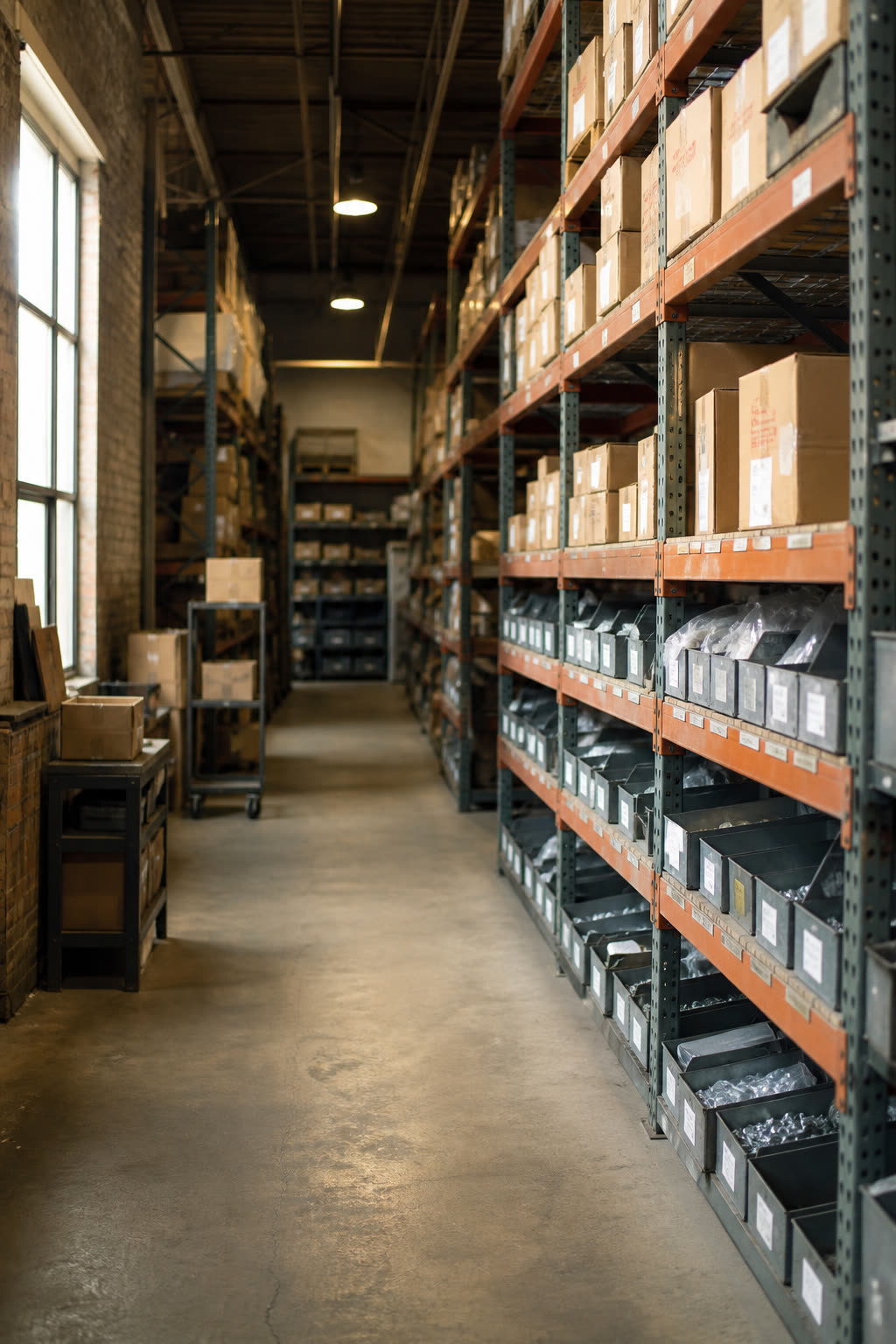 Industrial parts and components in a logistics setting